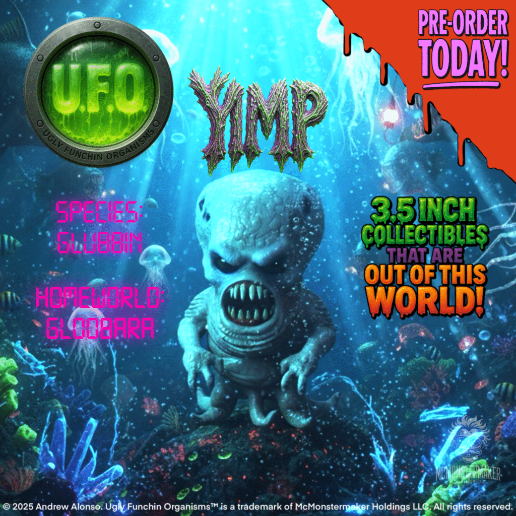 Yimp collectible figure – squid-like alien with sharp teeth and tentacles from The Creatureporium UFO line.