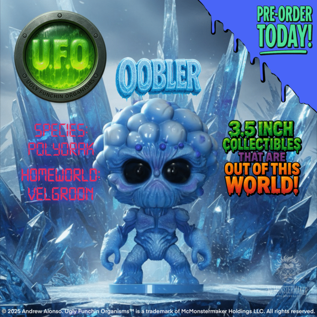 Oobler collectible figure – alien covered in round polyps, sci-fi horror toy from Creatureporium UFO series.